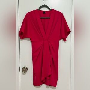 SHEIN Fuchsia Draped Deep V-Neck Mini Dress – Size Small